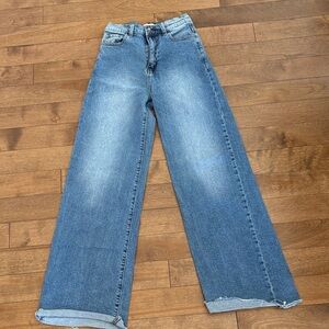 Vibrant Blue Flare Wide-Leg Jeans